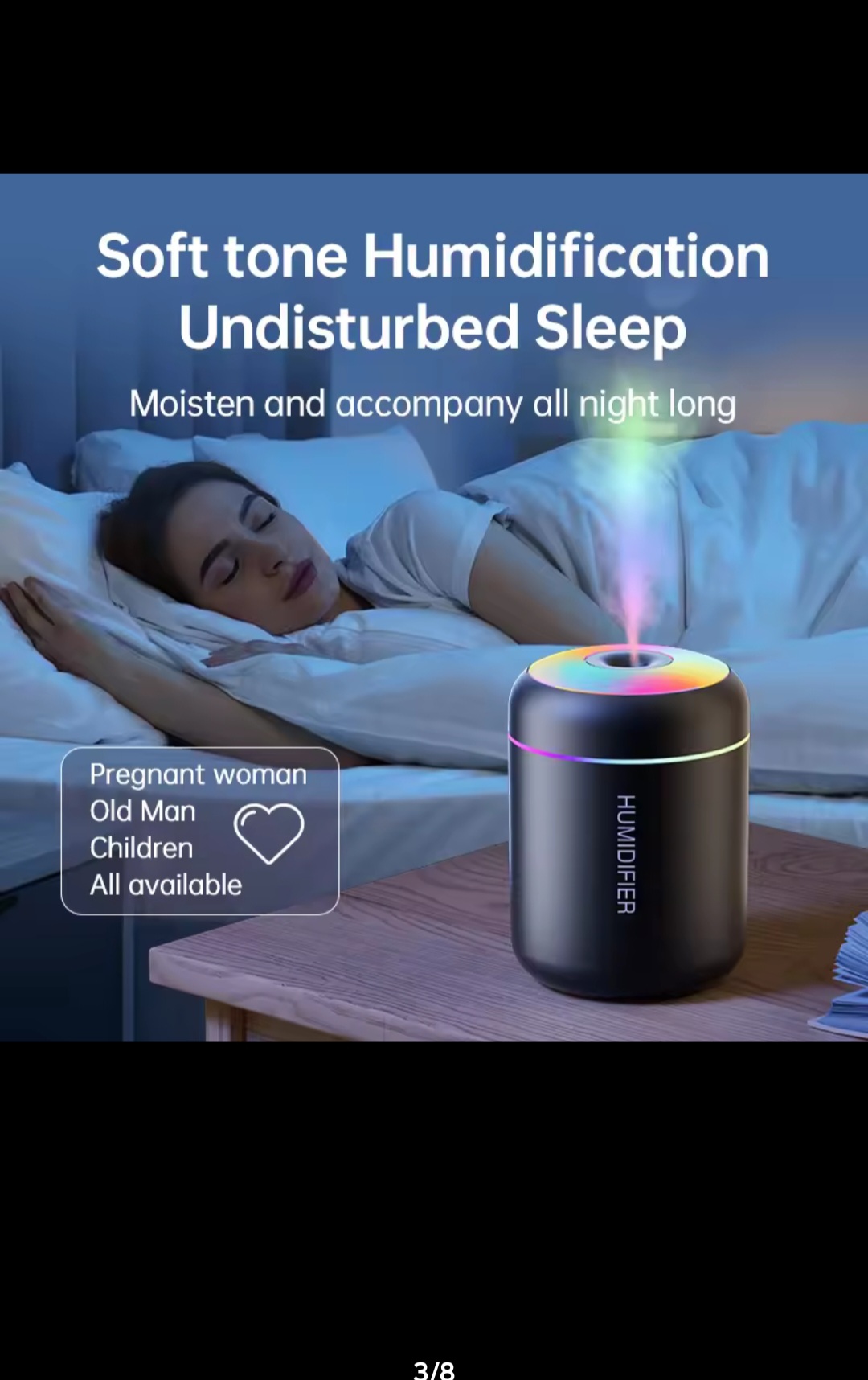 Maqaa: 180ML Mini Air Humidifier, USB Electric Aroma Diffuser, Essential Oil Purifier, Aromotherapy Mist Maker with LED Lights (For Car, Home, Bedroom)